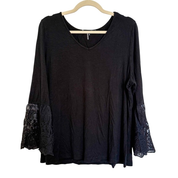 Lemon Tart Tops - Lemon Tart Lace Bell Sleeve Blouse